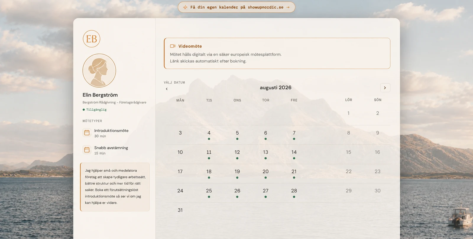 Eksempel: kundens bookingside